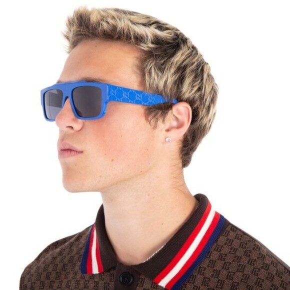 NEW GUCCI GG1460S 008 BLUE SQUARE MEN SUNGLASSES